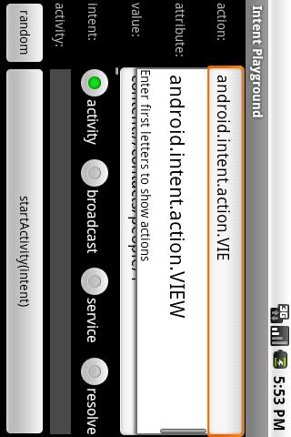 Android Intent Playground Android Tools