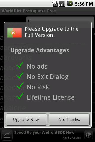 WorldDict Portuguese Free Android Demo