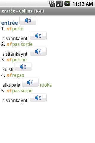French<>Finnish Mini TR Android Demo
