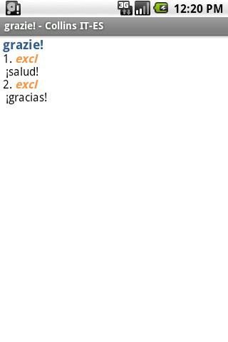 Spanish<>Italian Mini Gem TR Android Demo