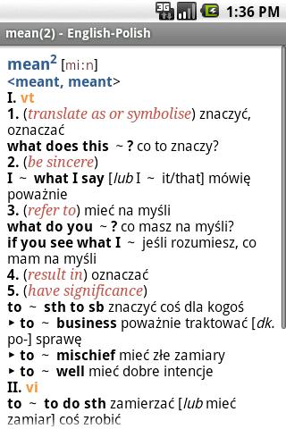 Pons English<>Polish TR Android Demo