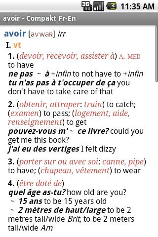 Pons Compact English<>FrenchTR Android Demo