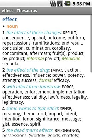 Concise Oxford Thesaurus TR Android Demo
