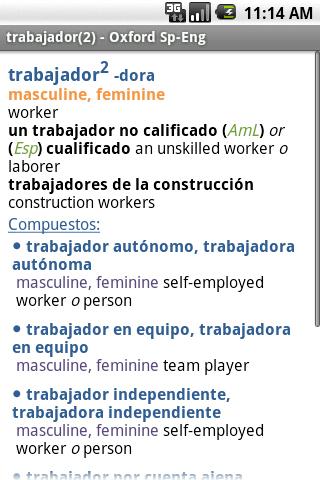 Oxford Spanish Dictionary TR Android Demo