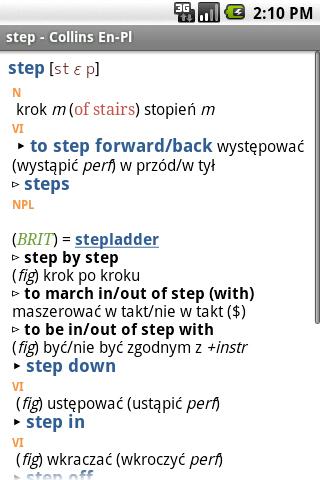 Collins Polish Dictionary TR Android Demo