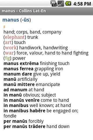 Collins Latin Dictionary TR Android Demo