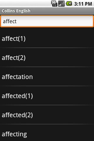 Collins English Dictionary TR Android Demo