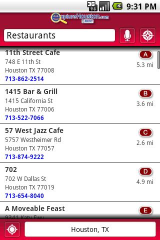 Explore Houston Yellow Pages Android Shopping