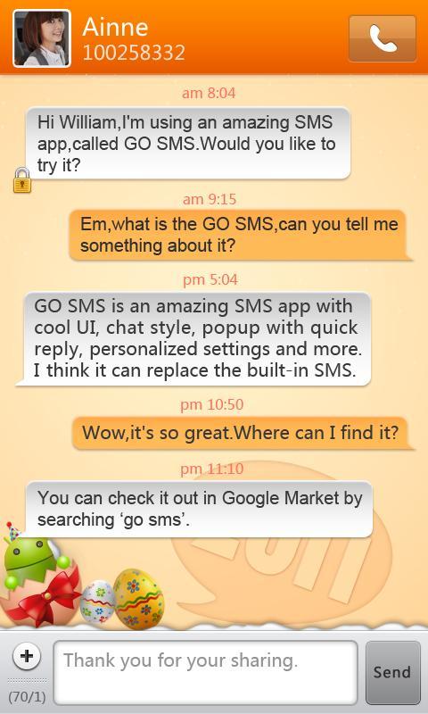 GO SMS New Year Theme – Orange Android Communication