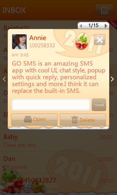 GO SMS New Year Theme – Orange Android Communication