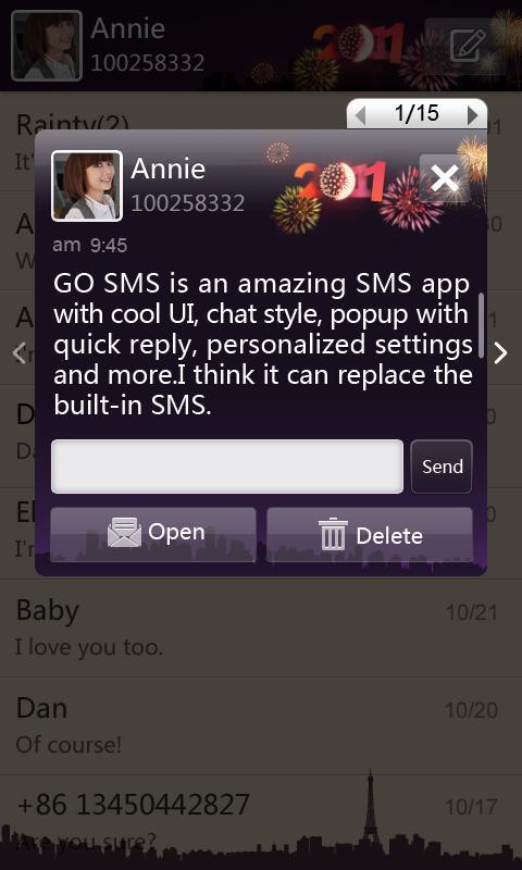 GO SMS New Year Theme – Night Android Communication