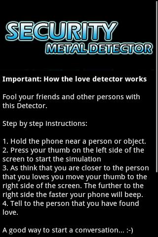 Security Metal Detector Android Entertainment