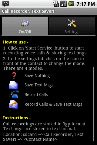 Call Recorder, Text Saver Lite Android Entertainment
