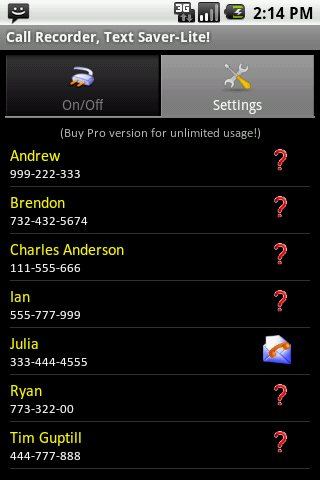 Call Recorder, Text Saver Lite Android Entertainment