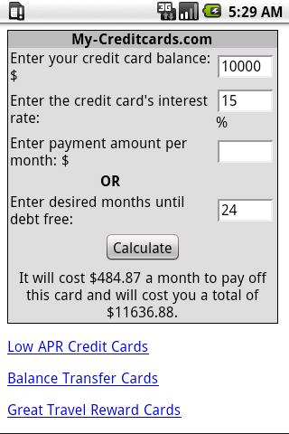 Credti Card Payoff Calculator