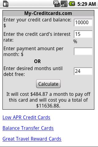 Credti Card Payoff Calculator Android Finance