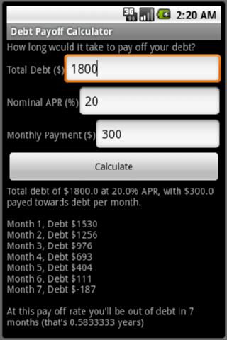Debt Payoff Calculator Android Finance