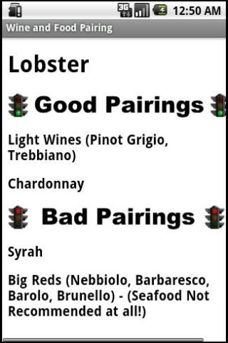 Wine and Food Pairing Android Lifestyle