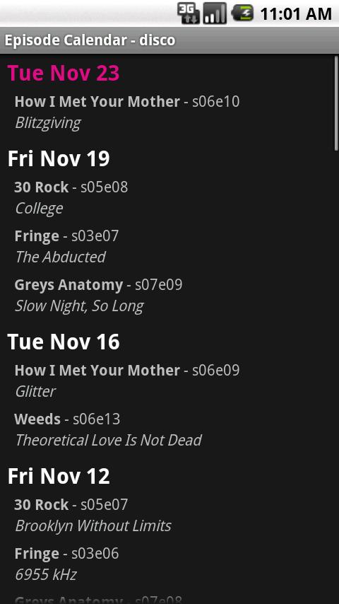 Episode Calendar Android Media & Video