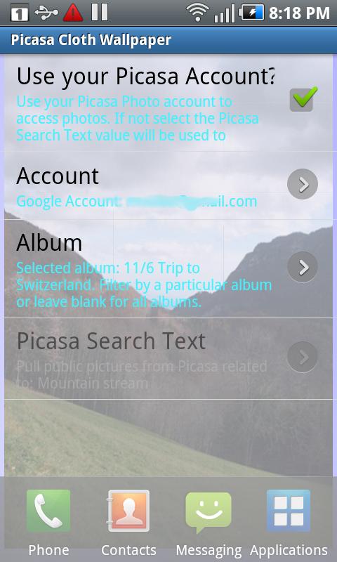 Picasa Cloth Wallpaper Android Personalization