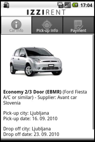 IzziRent Car Rental Android Travel & Local