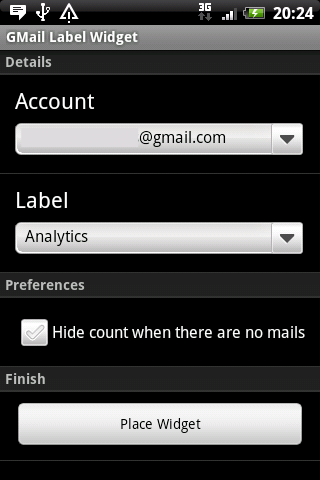 GMail Label Widget Android Communication
