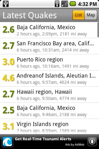 Latest Quakes