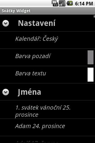 Czech-Slovak Namedays Widget Android Books & Reference
