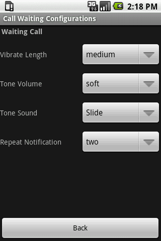 Call Waiting Configurations Android Communication