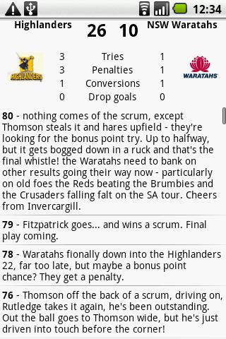 RugbyNut Live Scores Android Sports