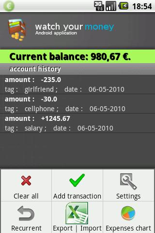 Track Your Money/Expense Android Finance