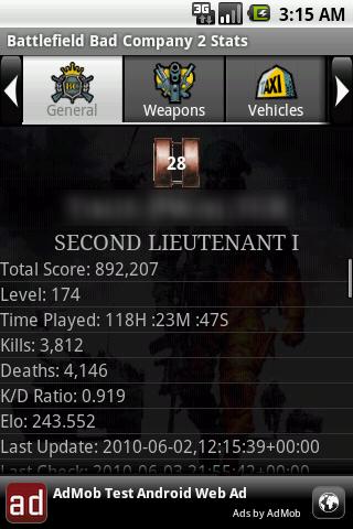 Battlefield BC 2 Stats Android Entertainment