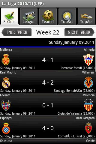 La Liga 2010/11(LFP) Android Sports