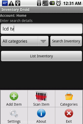 Inventory Droid Android Shopping