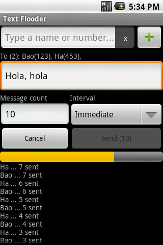 Text Flooder (aka SMS Bomber) Android Communication