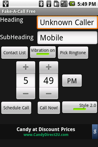 Fake-A-Call Lite Android Entertainment