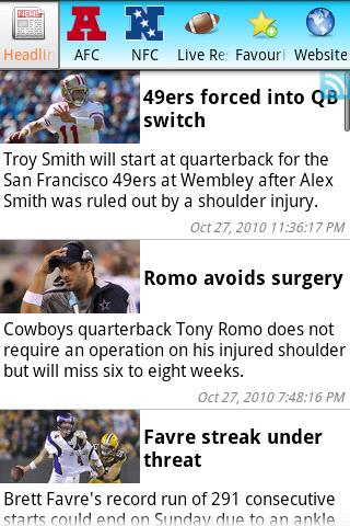 NFL Football News Center Android Sports