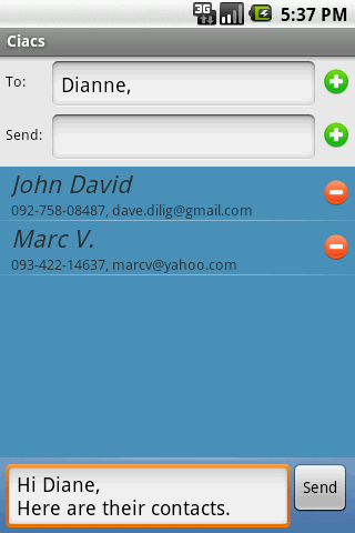 Ciacs Contact Sender Android Tools