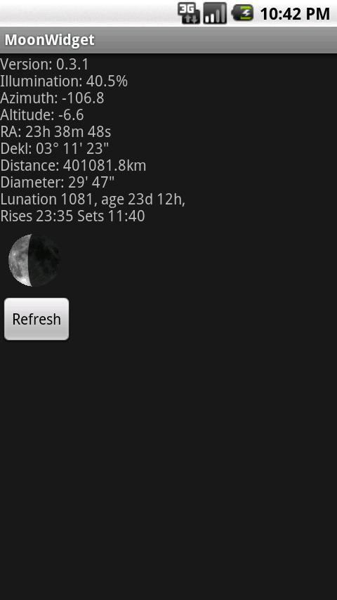 Moon Widget Android Reference