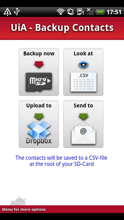 UiA  Backup Contacts