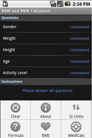 BMR Calculator Android Health