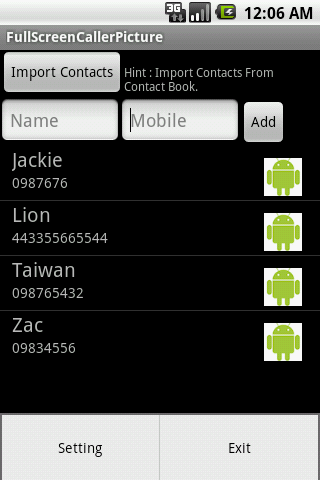 Full Screen Caller Pictures Android Tools