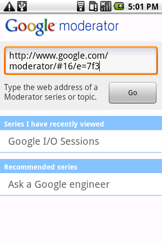 Google Moderator Android Communication