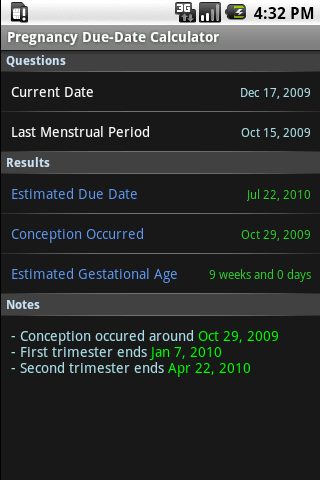 Pregnancy Due Dates Calculator Android Health