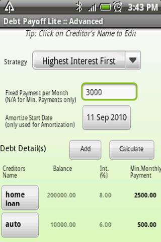 Credit Card Payoff Android Finance