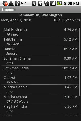 Zmanim Android Books & Reference