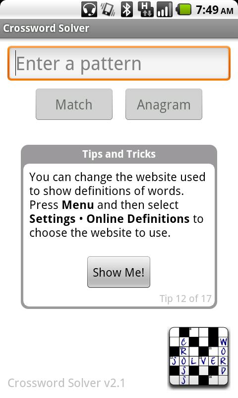 Crossword Solver Android Reference