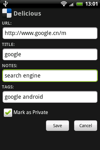Delicious Bookmarks Android Tools
