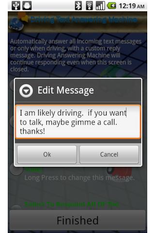 Driving Text Answering Machine Android Communication