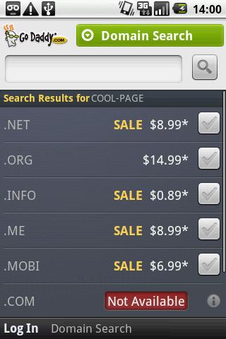 GoDaddy.com Mobile Android Shopping